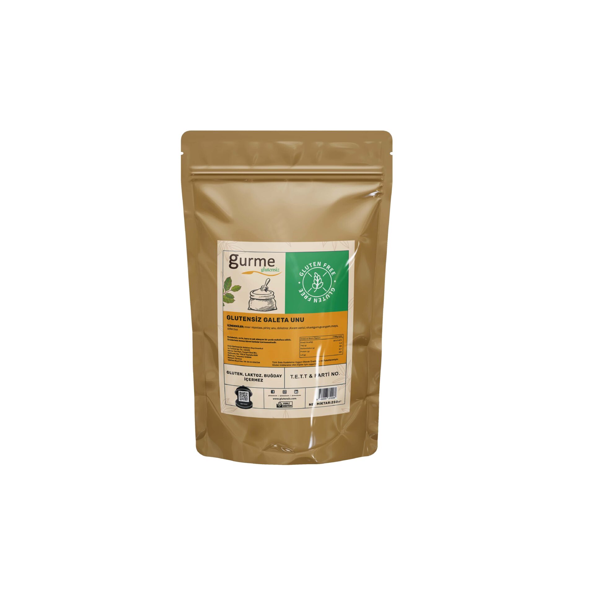 Gurme Glutensiz Galeta Unu 250 GR