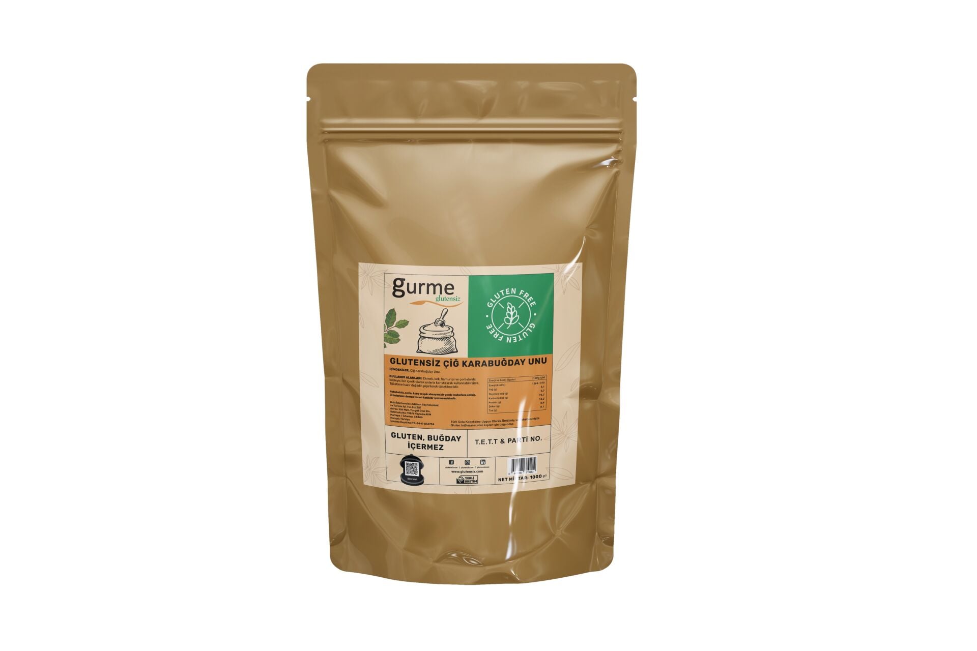 Gurme Glutensiz Çiğ Karabuğday Unu 1 Kg