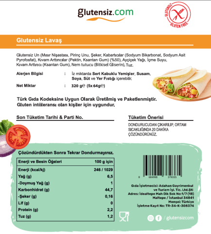Gurme Glutensiz Lavaş 5’li Paket