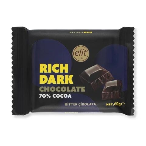 Elit Glutensiz %70 Bitter Tablet Çikolata 60 g