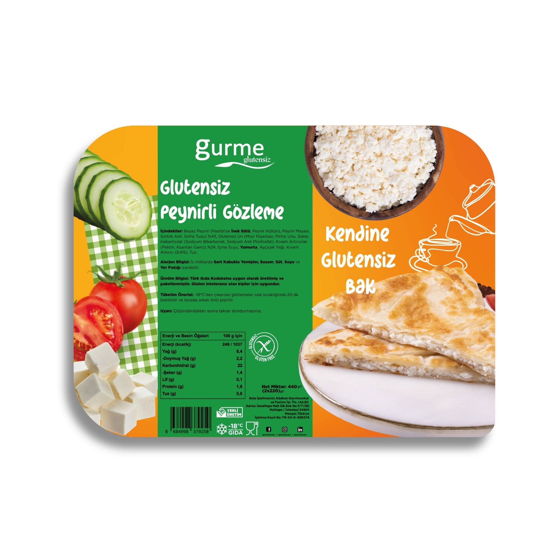 Gurme Glutensiz Peynirli Gözleme Donuk
