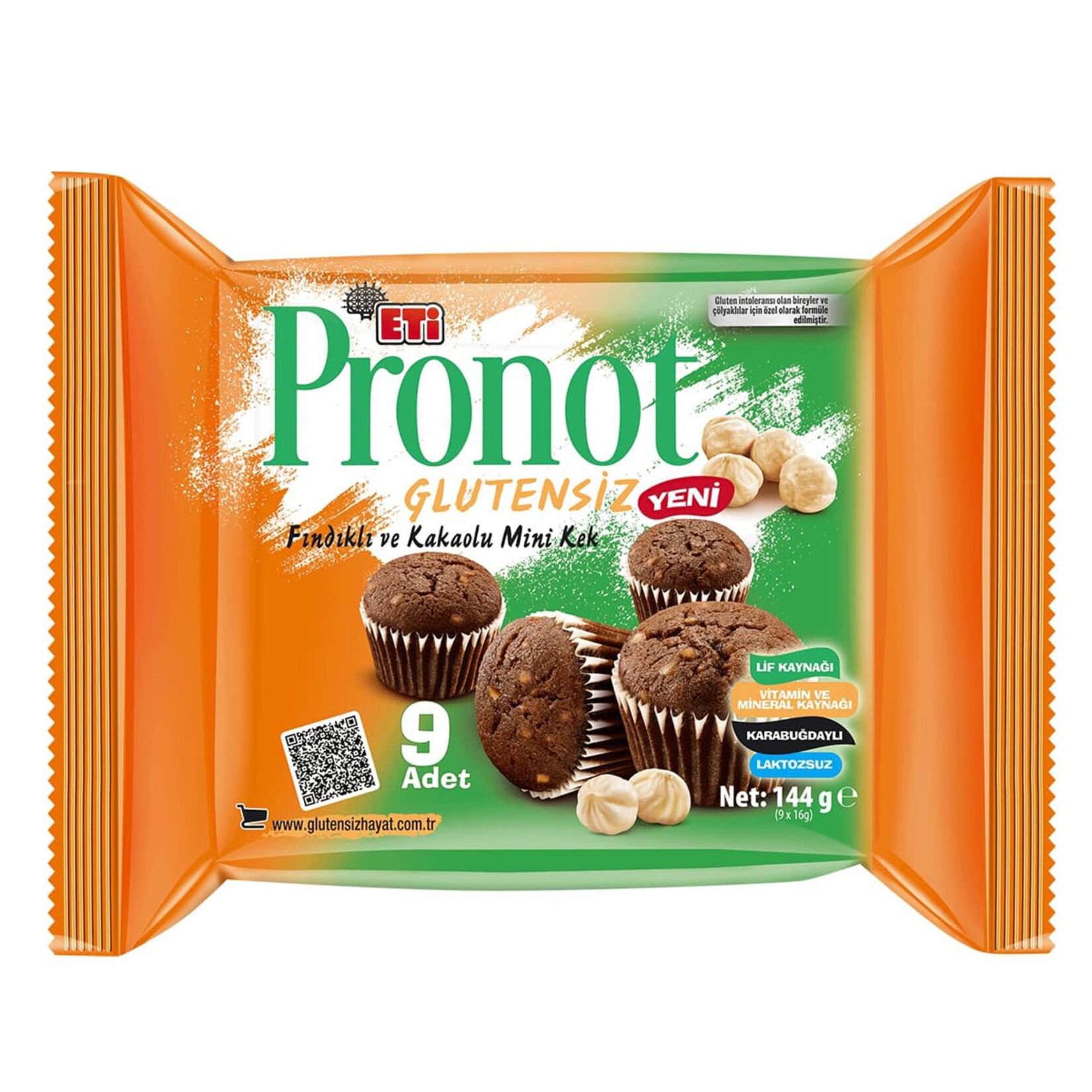 Pronot Glutensiz Fındıklı Kakaolu Mini Kek 144 Gr