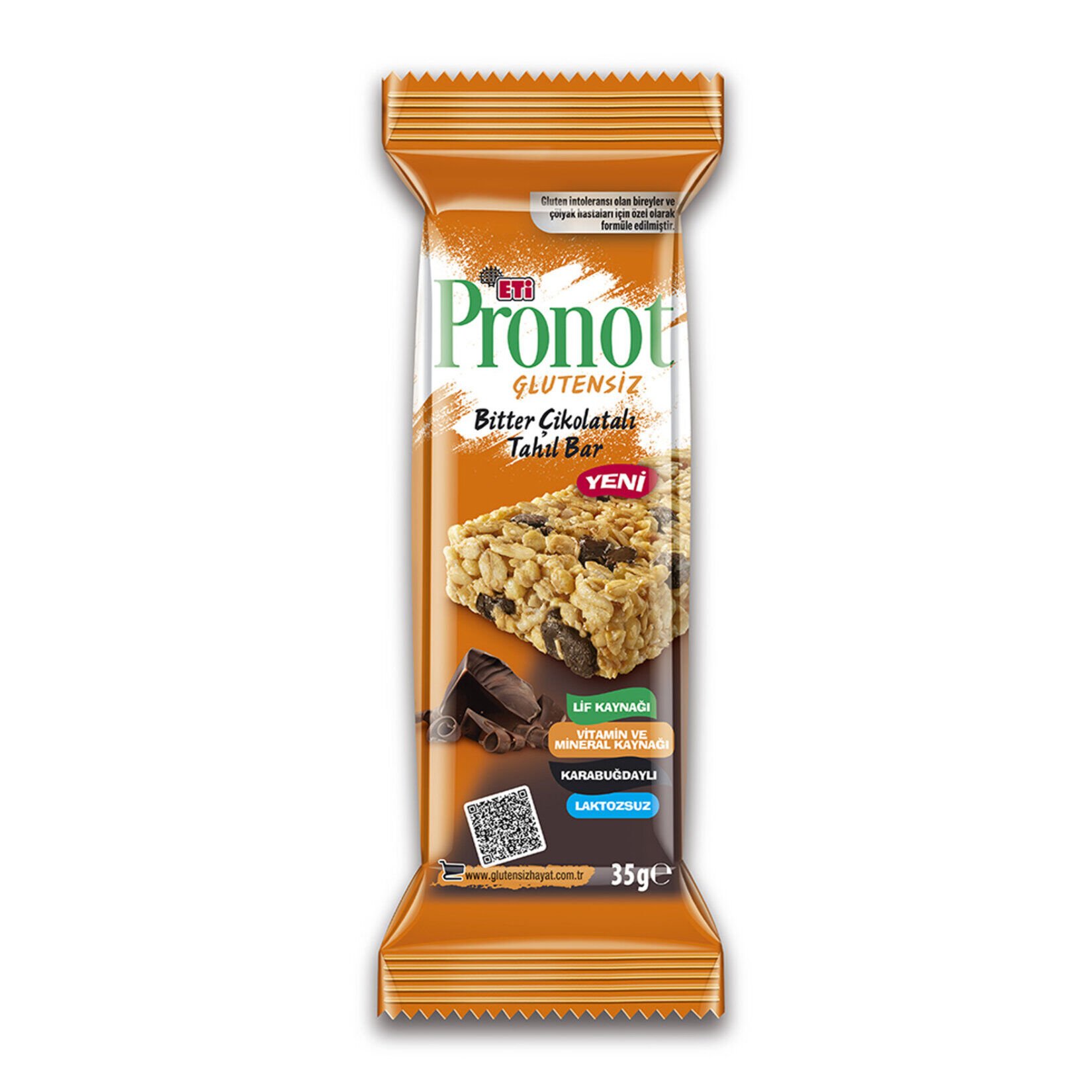 Pronot Glutensiz Bitter Çikolatalı Tahıllı Bar 35G