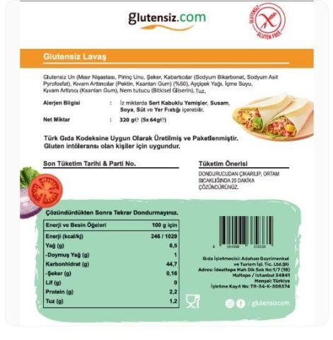 Gurme Glutensiz  Lavaş 5 li Paket
