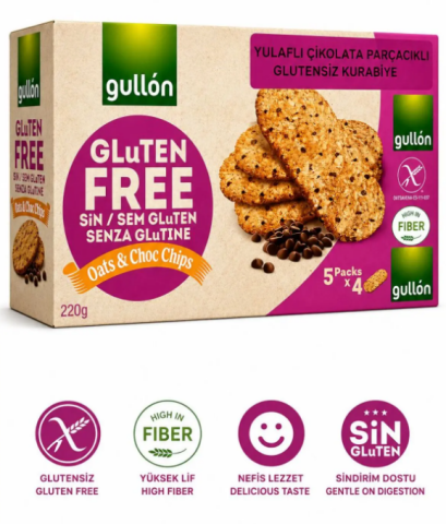 Gullon Glutensiz Yulaflı Çikolatalı Bisküvi 220 g