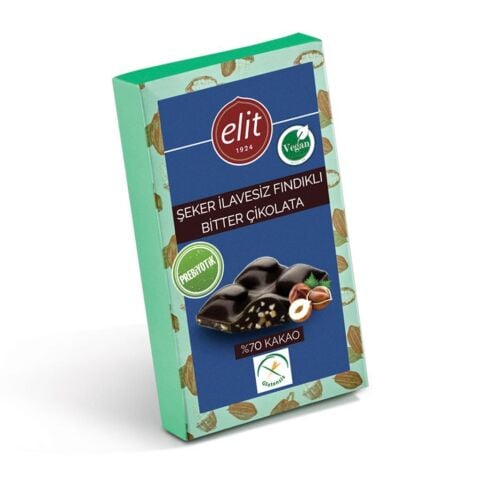 Elit Glutensiz Şekersiz Prebiyotik Fındıklı Bitter 60 Gr