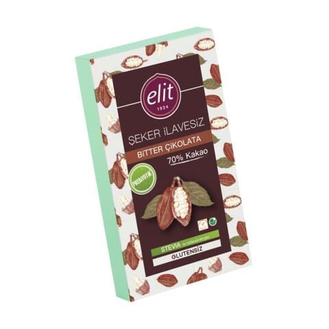 Elit Glutensiz Şekersiz Prebiyotik Bitter Çikolata 60 Gr