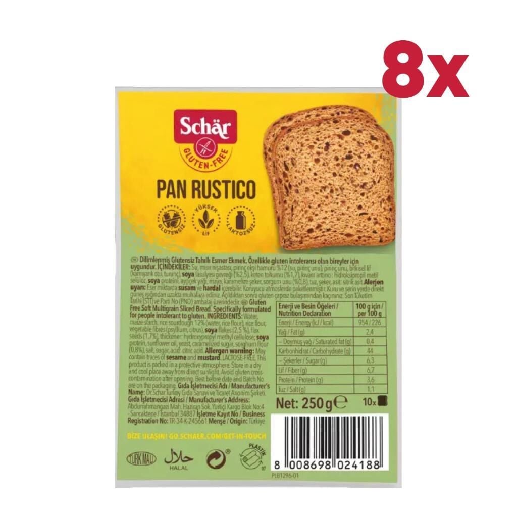 Schar Pan Rustico Glutensiz Ekmek 8Li Paket