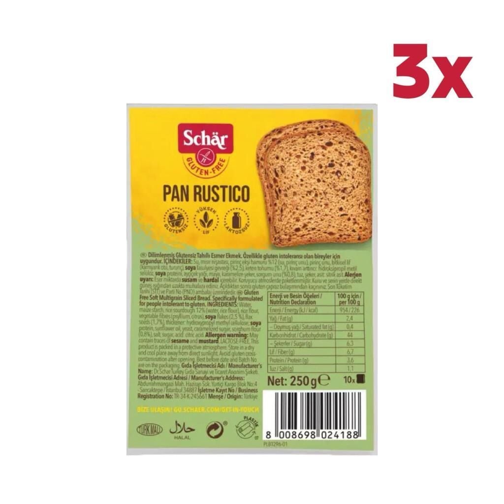 Schar Pan Rustico Glutensiz Ekmek 3Lü Paket