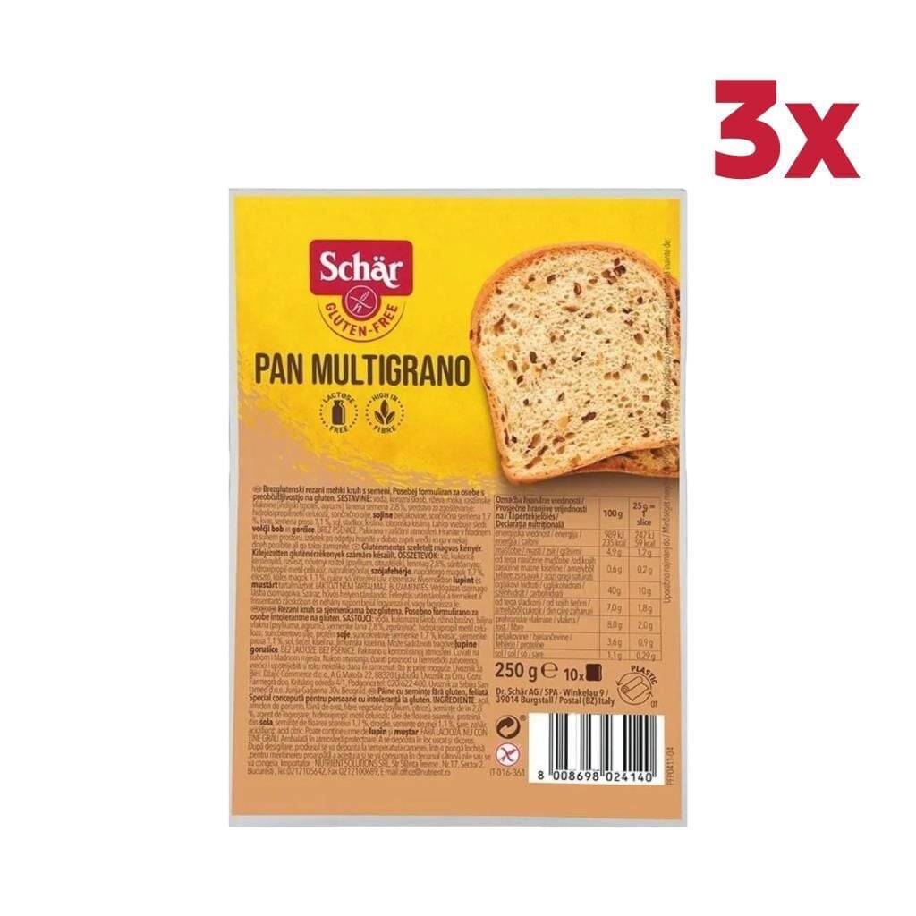Schar Pan Multigrano Glutensiz Ekmek 3Lü Paket