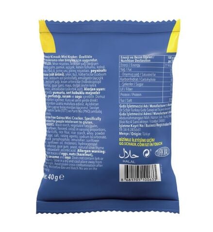 Schar Quinotti Glutensiz Kinoa Halka Kraker 40GR