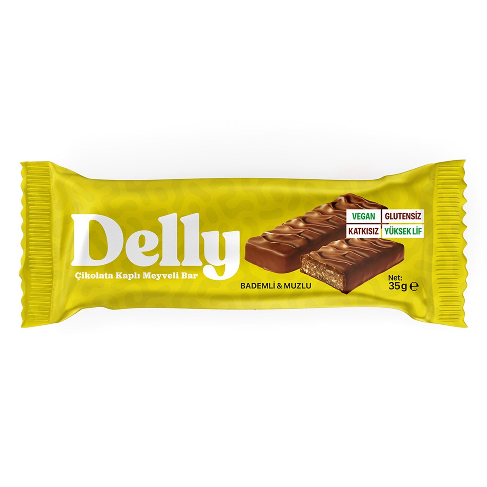 Delly Glutensiz Çikolatalı Bademli & Muzlu Bar 35 Gr
