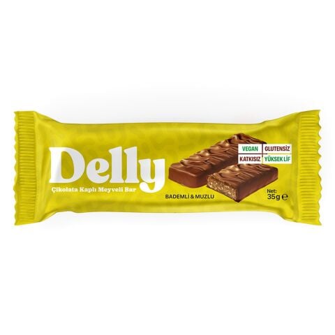 Delly Glutensiz Çikolatalı Bademli & Muzlu Bar 35 Gr