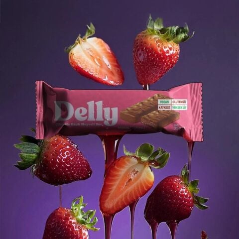 Delly Glutensiz Çikolatalı Bademli & Çilekli Bar 40 Gr
