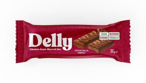 Delly Glutensiz Çikolatalı YerFıstık & Vişneli Bar 35 Gr