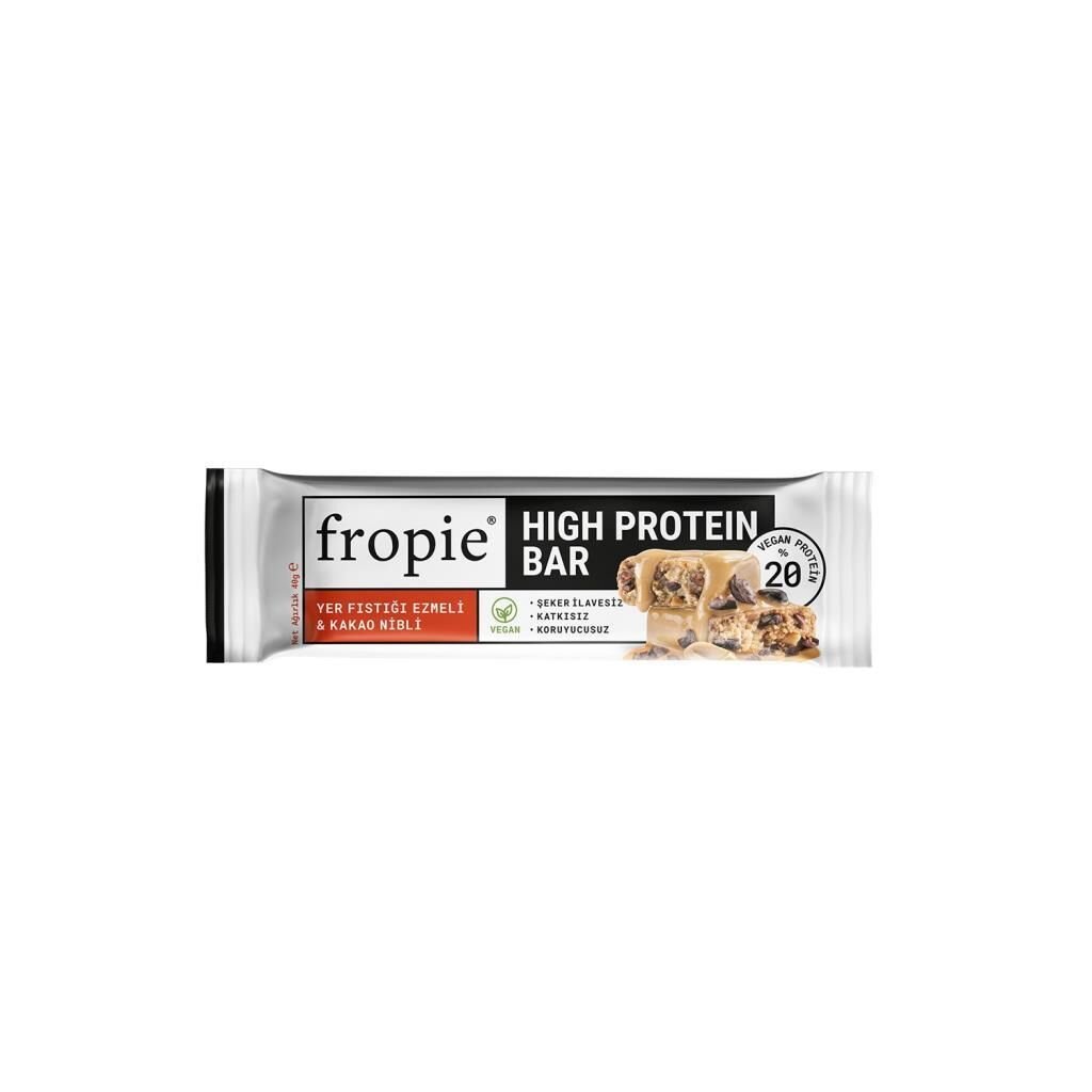 Fropie Glutensiz Yer Fıstıklı&Kakao Nibli Protein 40 Gr
