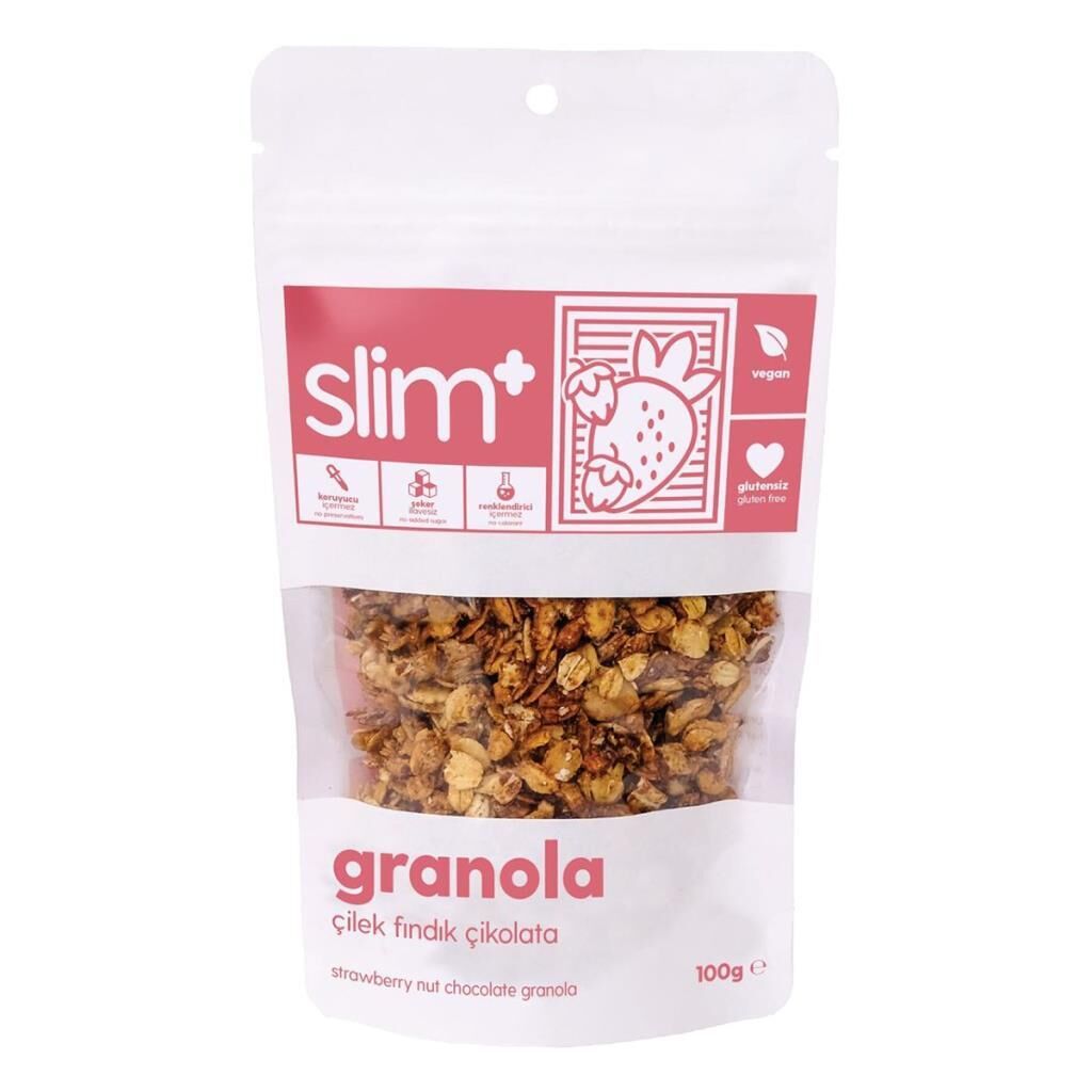 Slim Plus Glutensiz Çilek Fındık Çikolata Granola