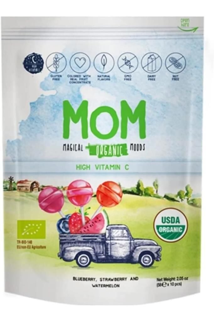 Mom Meyve Aromalı Organik Lolipop 10 lu