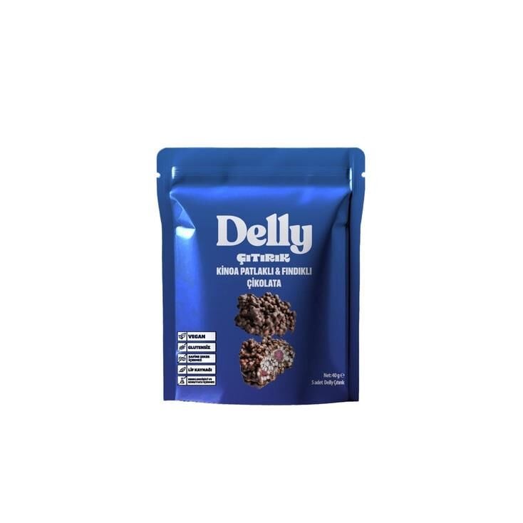Delly Glutensiz Kinoa Patlaklı  Fındıklı Çikolata 40 Gr