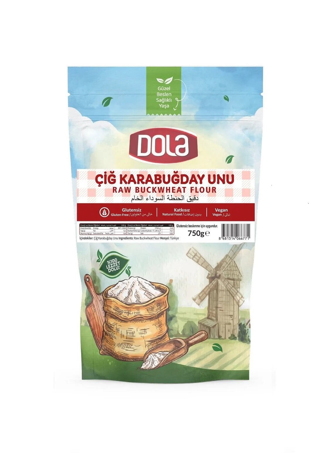 Dola Glutensiz Çiğ Karabuğday Unu - 750 gr
