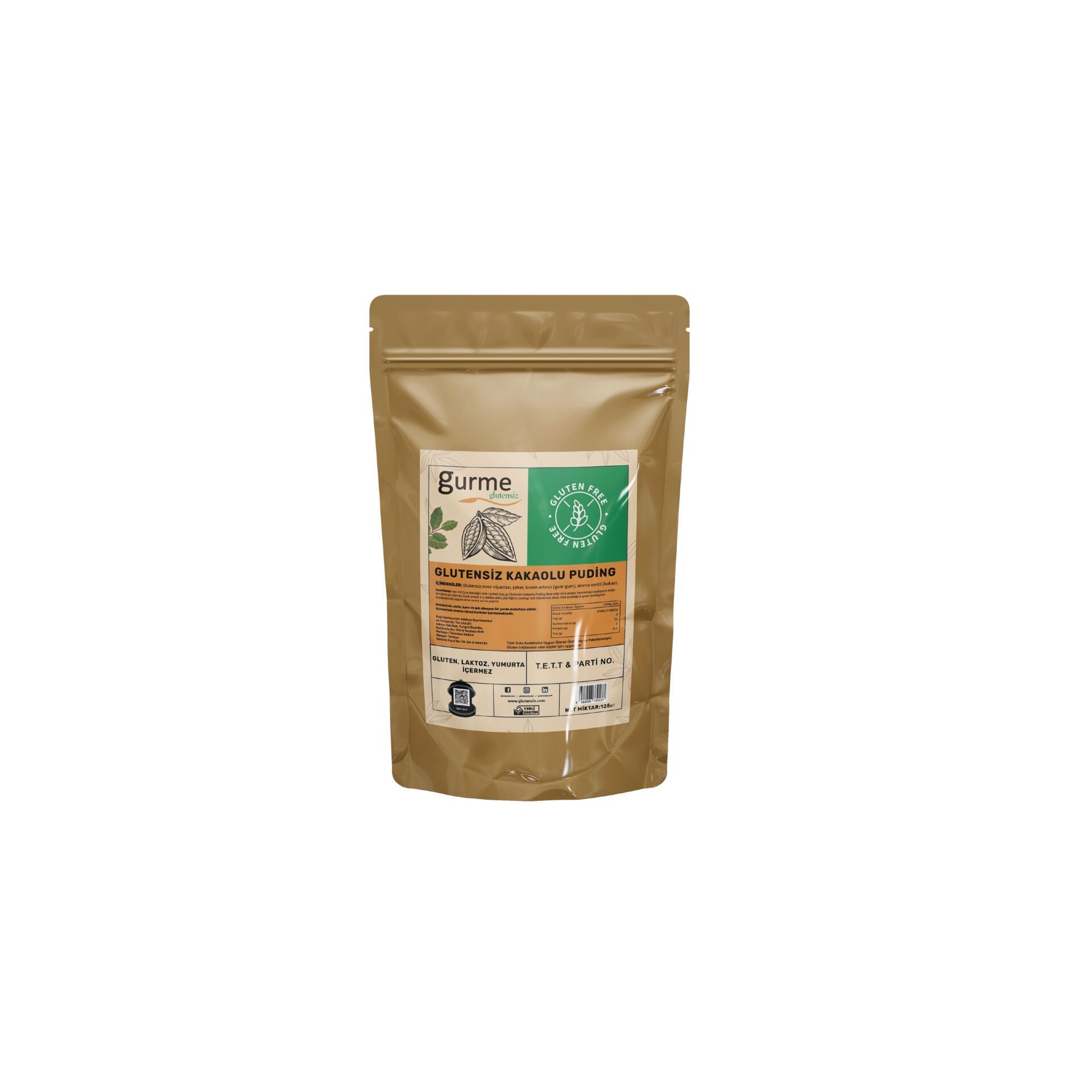 Gurme Glutensiz Kakaolu Puding 125 Gr